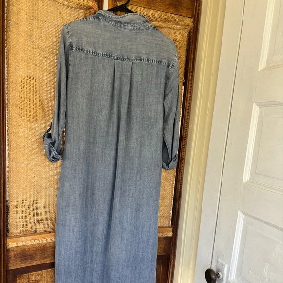 Denim maxi dress shirt dress Sz Sm - Picture 6 of 12